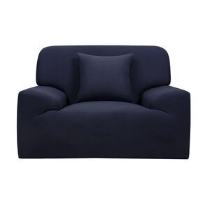 Stretch Sofa Cover Solid Couch Covers with One Pillowcase Dark Blue Small